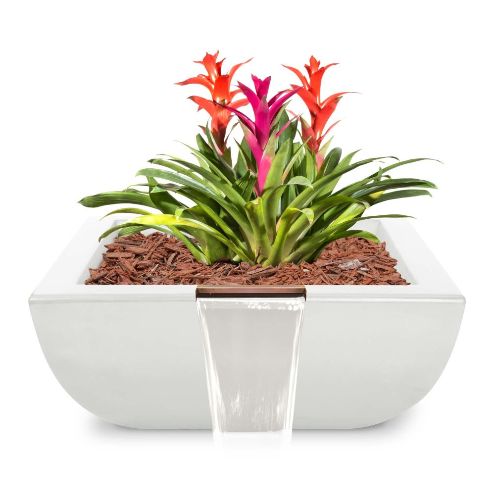 The Outdoors Plus OPT-AVLPW24-ASH 24" Avalon GFRC Planter Bowl with Water - Ash